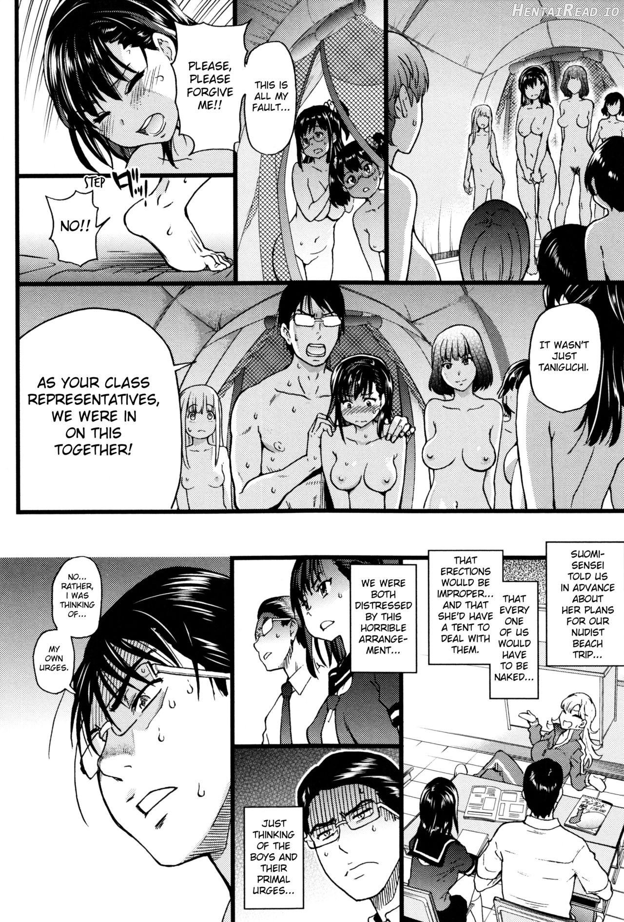 Nudist Beach ni Syuugaku Ryokoude!! - Decensored Chapter 1 - page 165