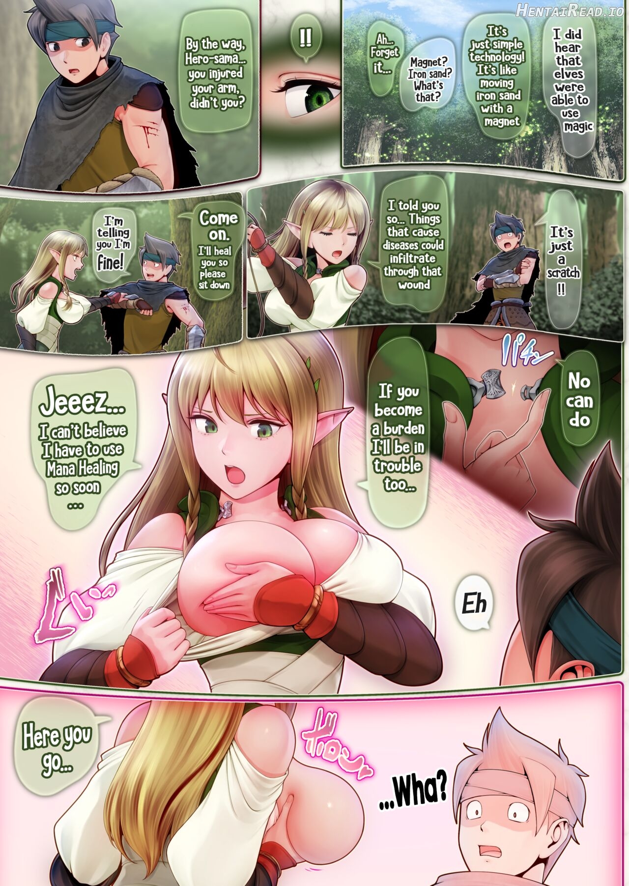 Fel to Mana no Mori -Taieki de Tairyoku Kaifuku sasetekureru Bakunyuu Healer Elf- Chapter 1 - page 10