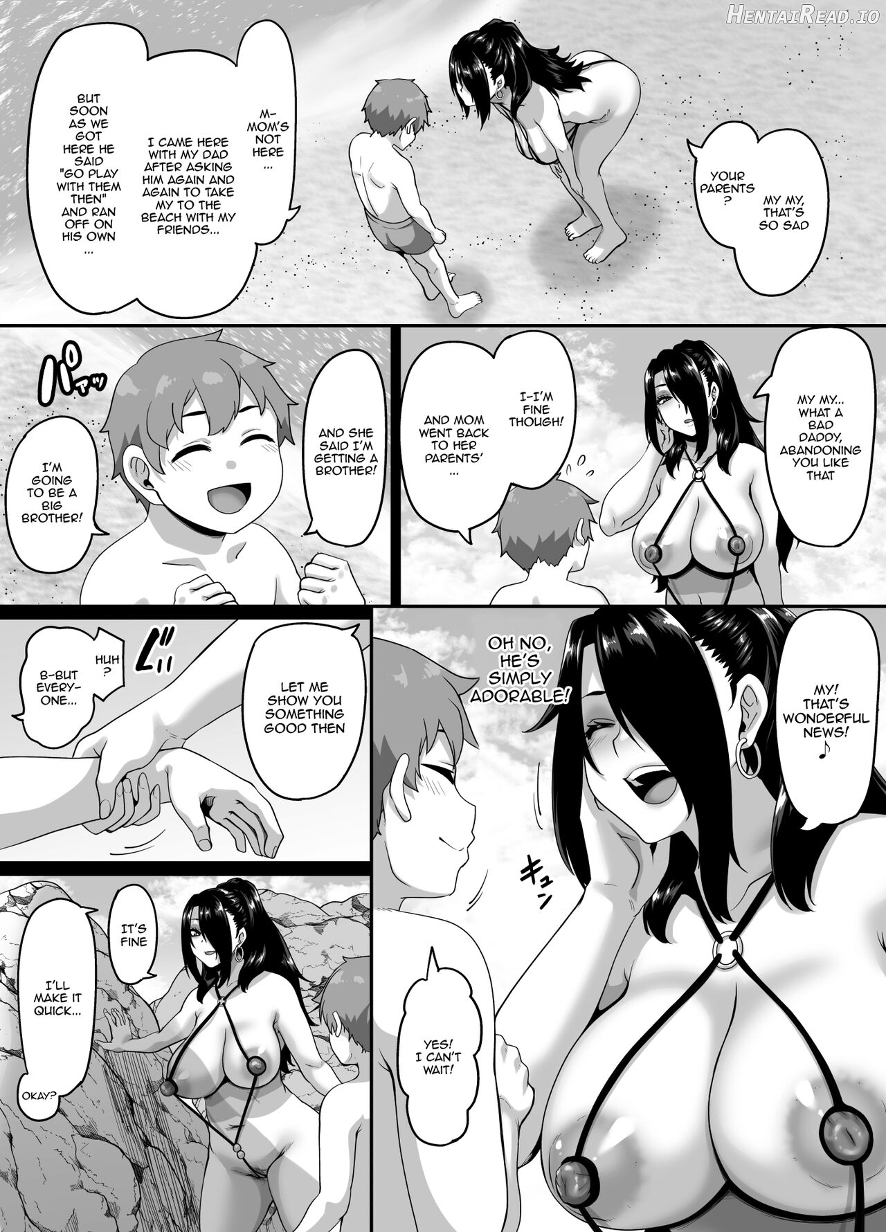 Kazoku Ryokou wa Yarimoku Beach de Sex Zanmai 3 ~Okaa-san Hen~ Chapter 1 - page 9