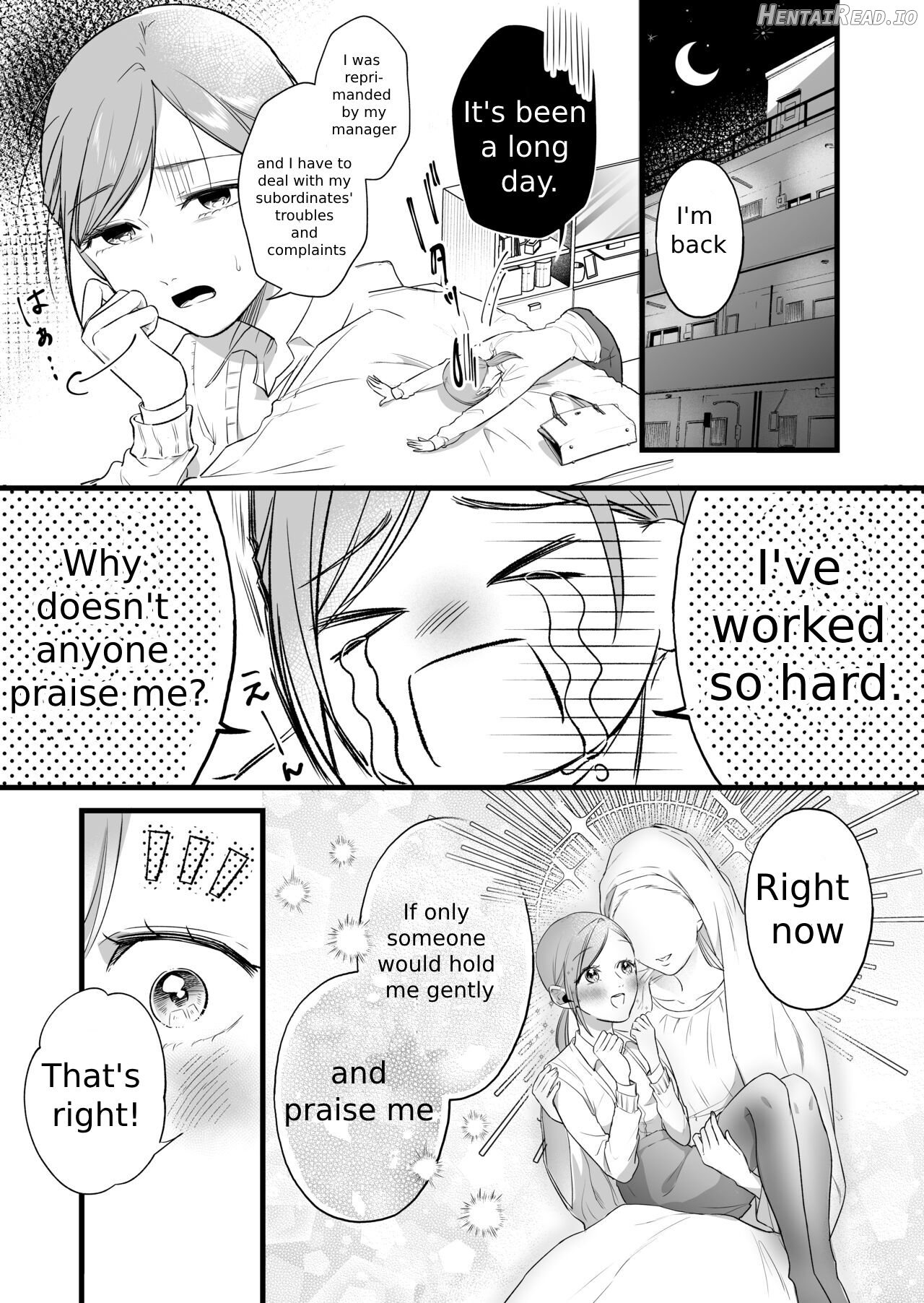 A story about a tired woman being beaten by an erotic woman. Chapter 1 - page 16