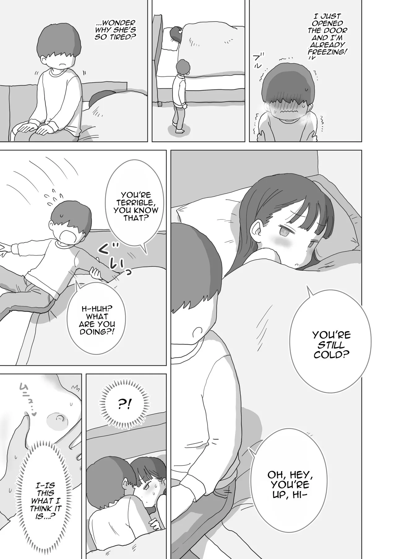 Aru Ooyuki no Tsumetai Yoru Boku no Ie no Futon no Naka de Beit-saki no Onnanoko-tachi ga Naisho de Micchaku Atatame Ecchi Shite Kureta Chapter 1 - page 50