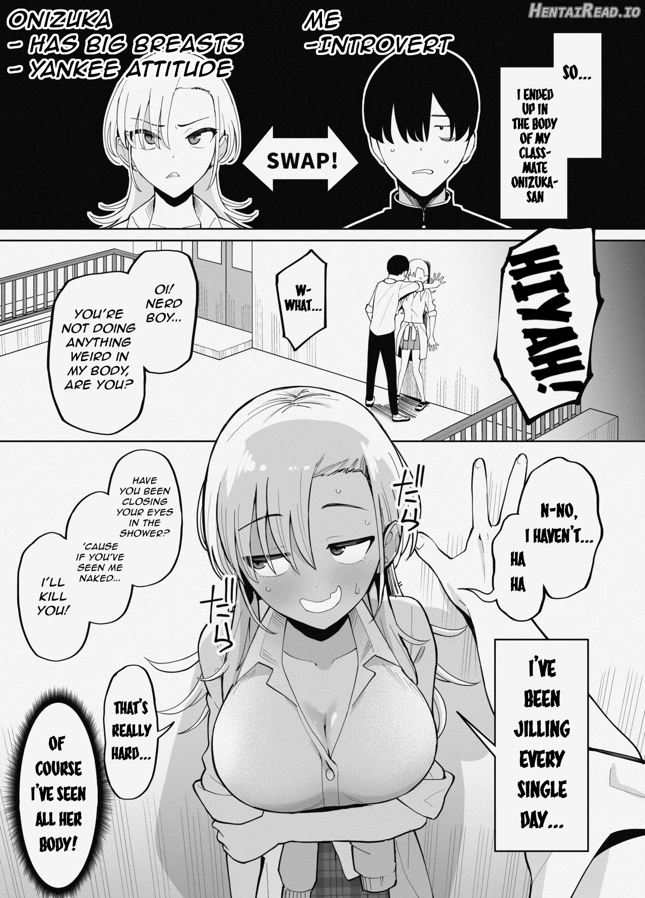 A Story About a Man who Swaps Bodies with a Yankee girl and ends up Having to Satisfy his Old Penis Chapter 1 - page 1
