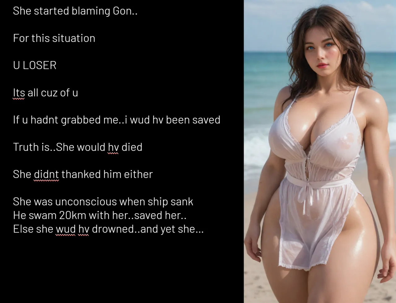AI Generated, Stranded on Beach with arrogant girl, ENGLISH Chapter 1 - page 9