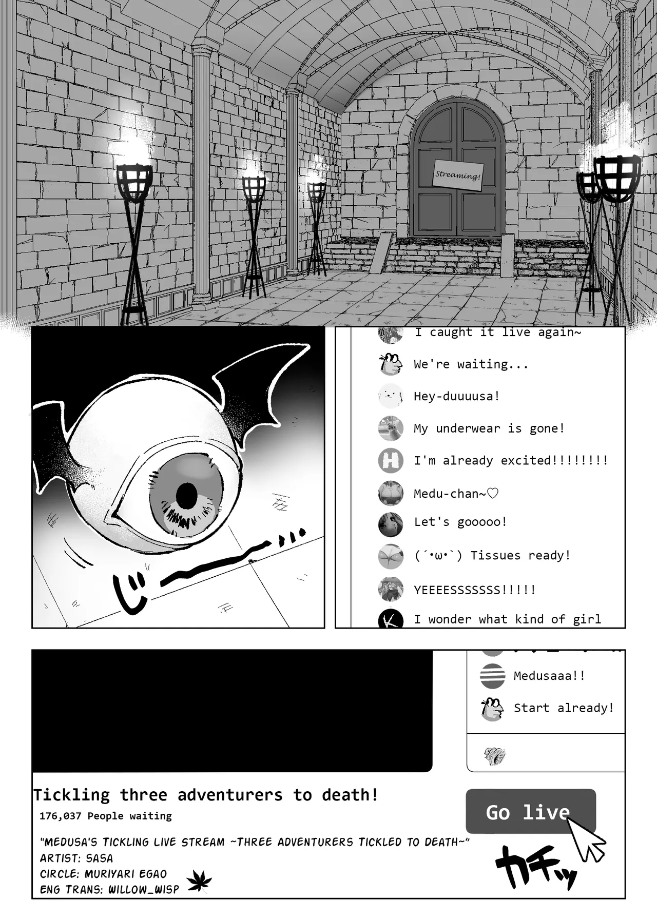Medusa's Tickling Live Stream ~Three Adventurers Tickled to Death~ Chapter 1 - page 2