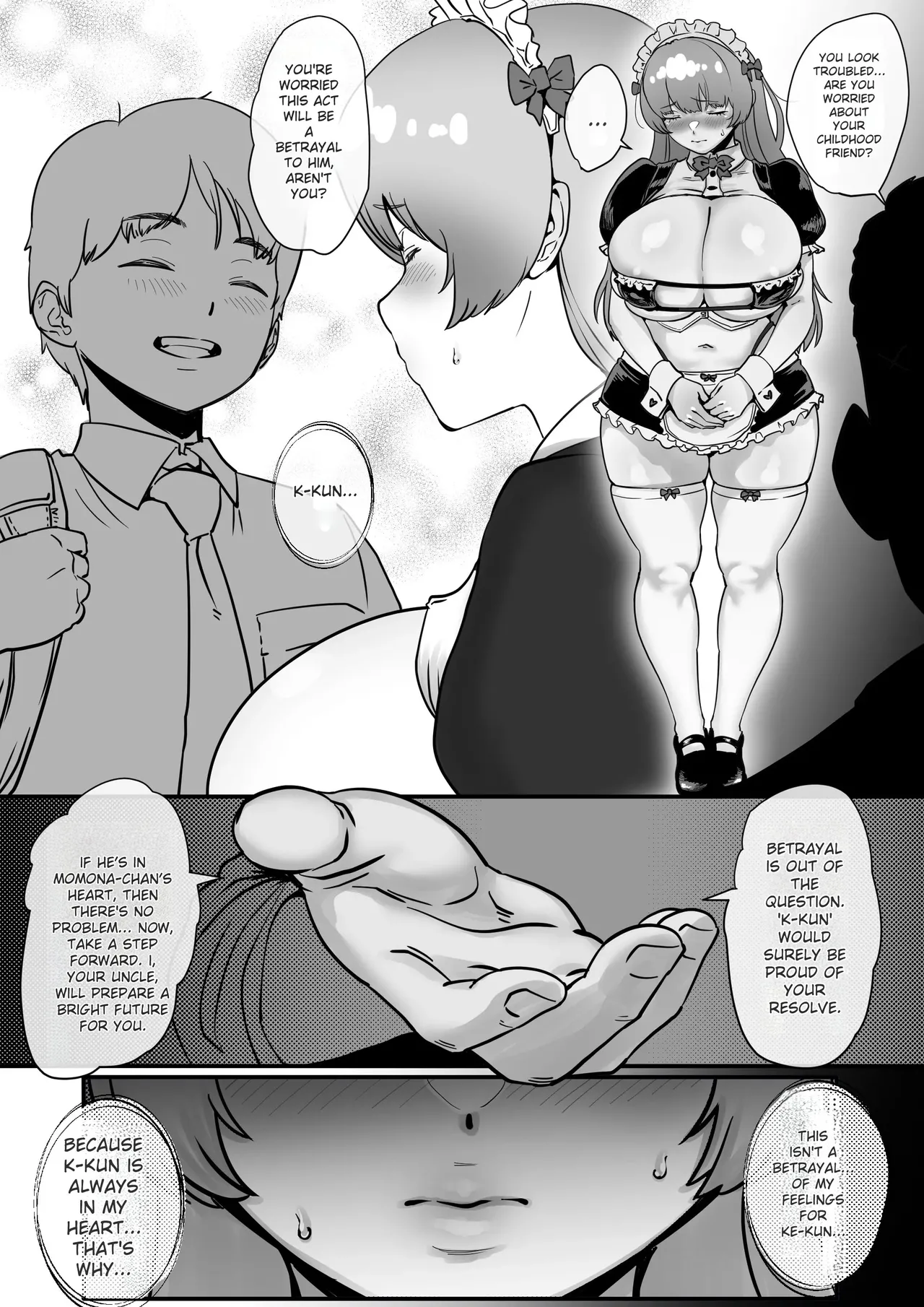 A story about Momona, an aspiring idol who was supposed to end up with her childhood friend, but becomes an older man’s mistress. Chapter 1 - page 31