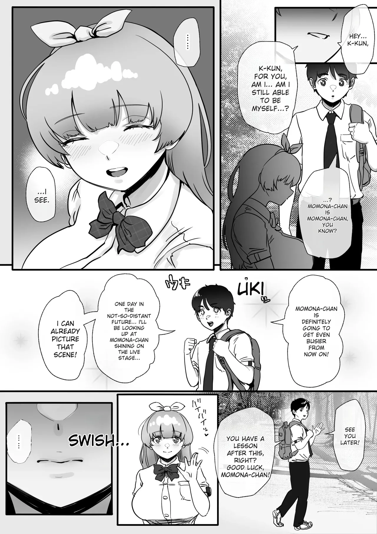 A story about Momona, an aspiring idol who was supposed to end up with her childhood friend, but becomes an older man’s mistress. Chapter 1 - page 50