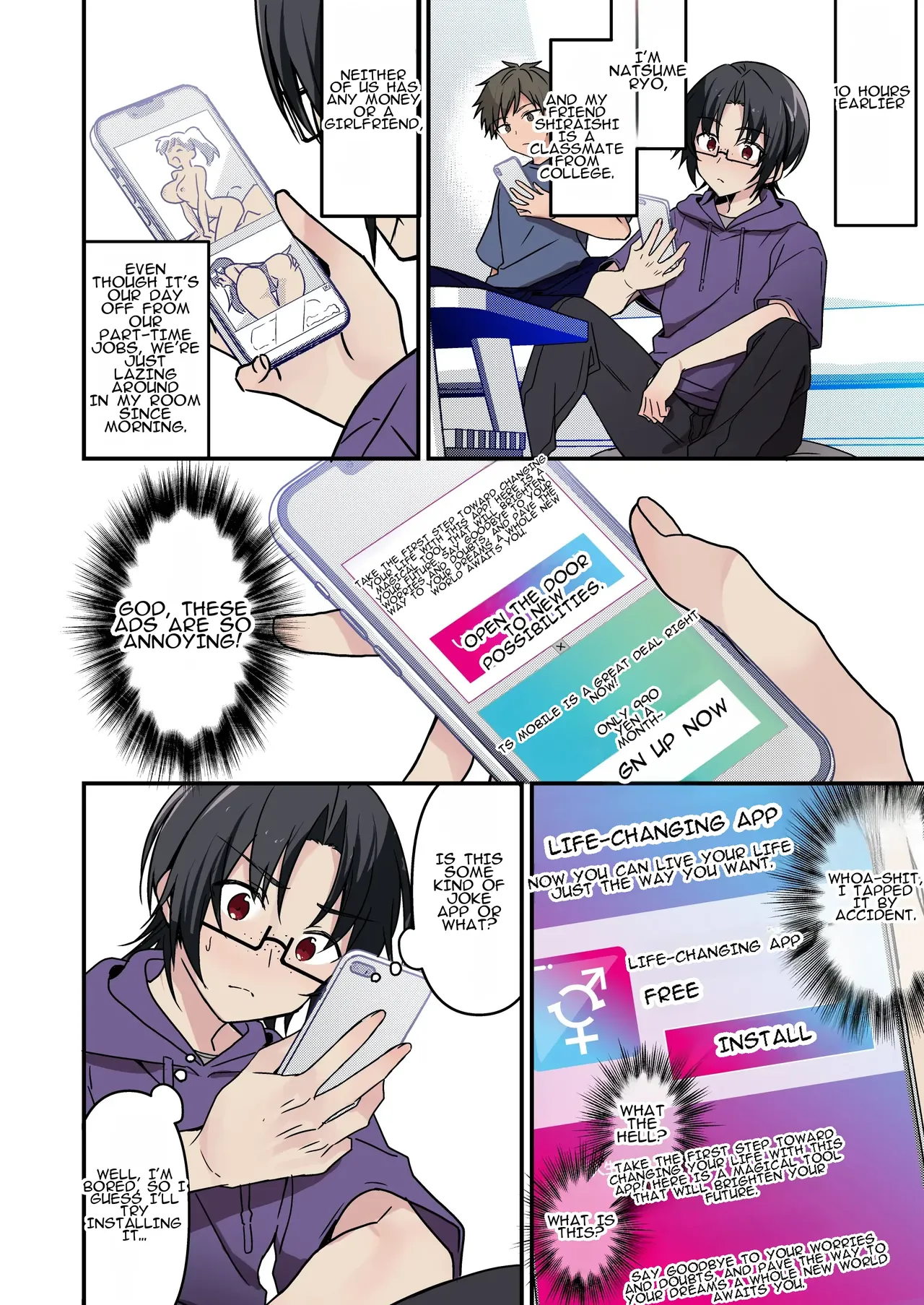 Jinsei Kaihen Appli de Barairo no Hibi? ~Jibun o Ukkari Dosukebe Bishoujo ni~ Chapter 1 - page 4