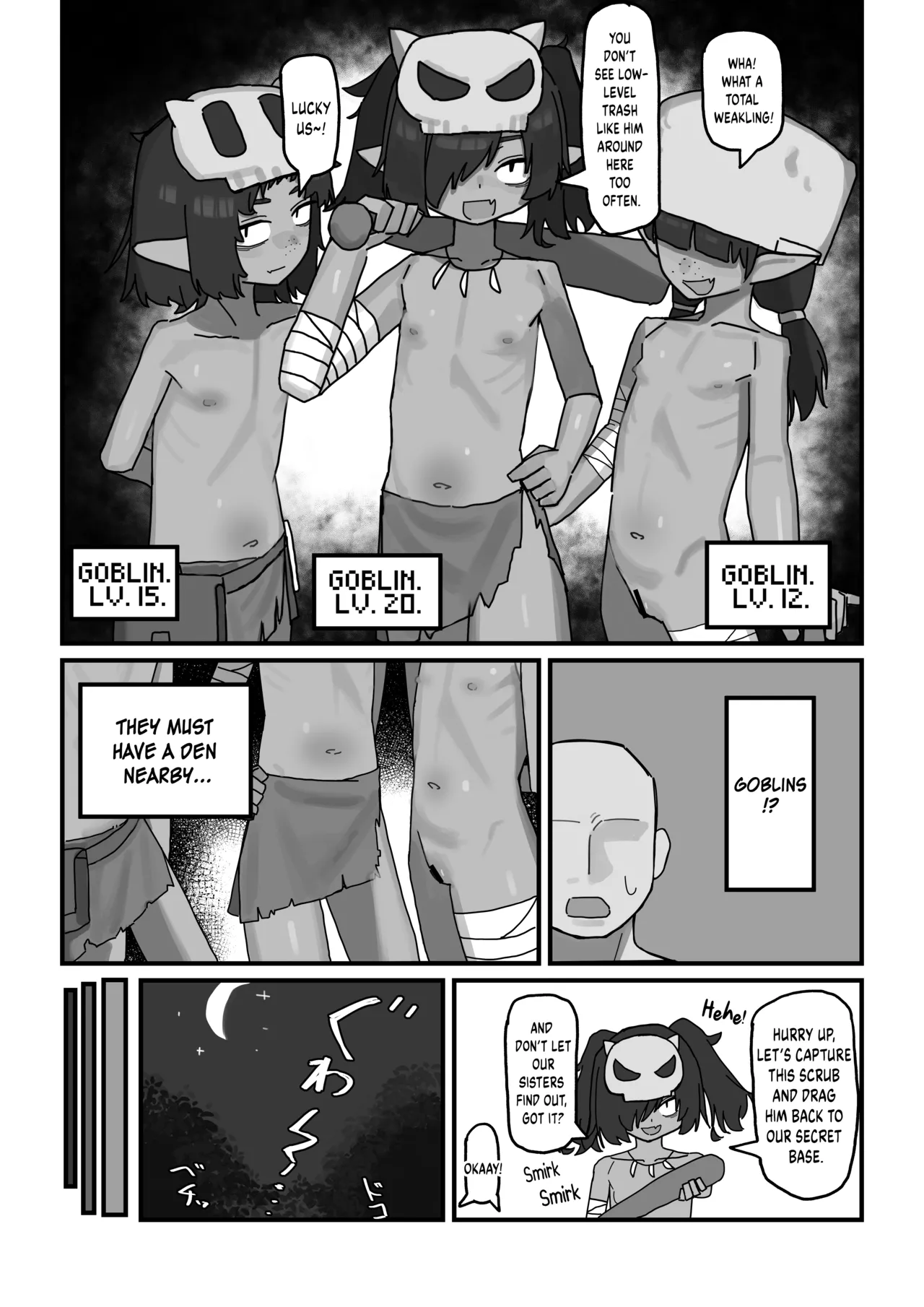 Mesu Goblin vs Tei Level Zako Ossan Bokensha - The Bratty Goblins VS the Loser Adventurer Chapter 1 - page 4