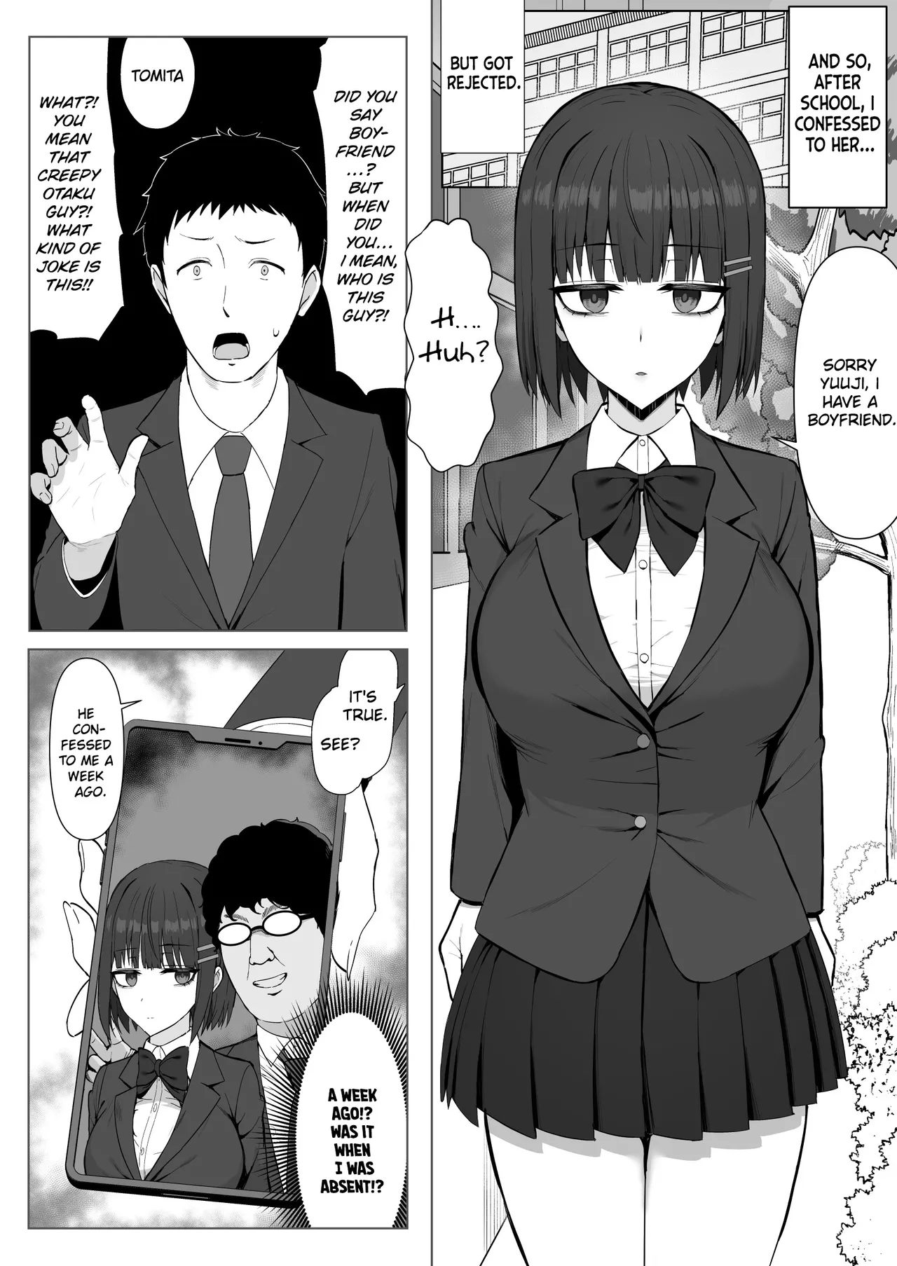 Muhyoujou Osananajimi ga Kimo Ota ni Ubawarete Love Love Berochuu Ecchi Shiteita Chapter 1 - page 4