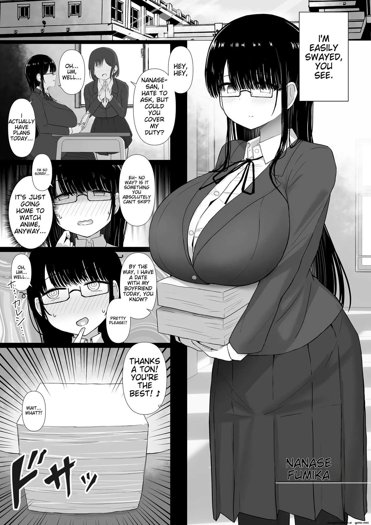A timid, plain-looking woman with big breasts is swept away and falls into the trap of becoming a playboy's sex friend Chapter 1 - page 2
