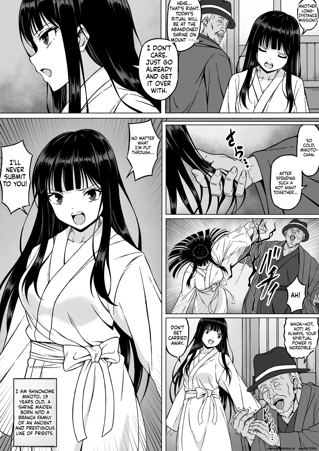Reibaishi Mikoto 2 Kairaku ni Zanpai su... Hentai Jijii to no Seikou no Gishiki de Ikikuruwasareru Shoujo no Karada Chapter 1 - page 4